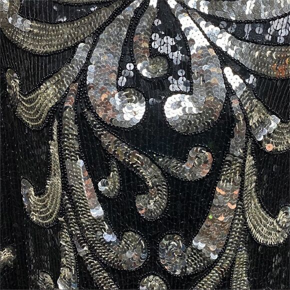 Vintage 100% Pure Silk Sequined Party Dress - Picture 3 of 6